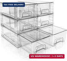 Small Stackable Clear Acrylic Storage Drawers 6 Pack with Handles,Plastic Organ