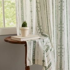 Green Boho Curtains for Living Room 84 Inches Long 2 Panels Set,Vintage Farmh...