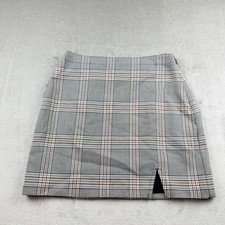 Abercrombie Fitch S Gray Plaid Mini Skirt Small Glen Check High Waisted Slit