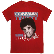 Vintage Conway Twitty Live Cotton Red All Size Men Women Classic Shirt MC928