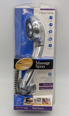 NEW Alsons Massage Spray Wall Mount Shower Head Unit 410 5 Spray Settings Vtg
