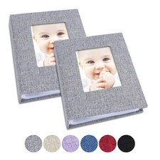Vienrose Small Photo Album 4x6 Photos, 2 Pack Linen Cover Mini Photo Book, 26...