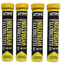 80 Electrolytes & Magnesium Hydration Lemon Effervescent Tablets X-Tone 4 Packs