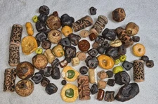 Vintage 1960 70’s Lot Of Beautiful Macramé Ceramic Pottery Beads Handmade Glazed