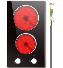 Nefaracy Twin Ceramic Glass Hob, Twin, 2  3000W, Built in, Black CONTROL KNOB