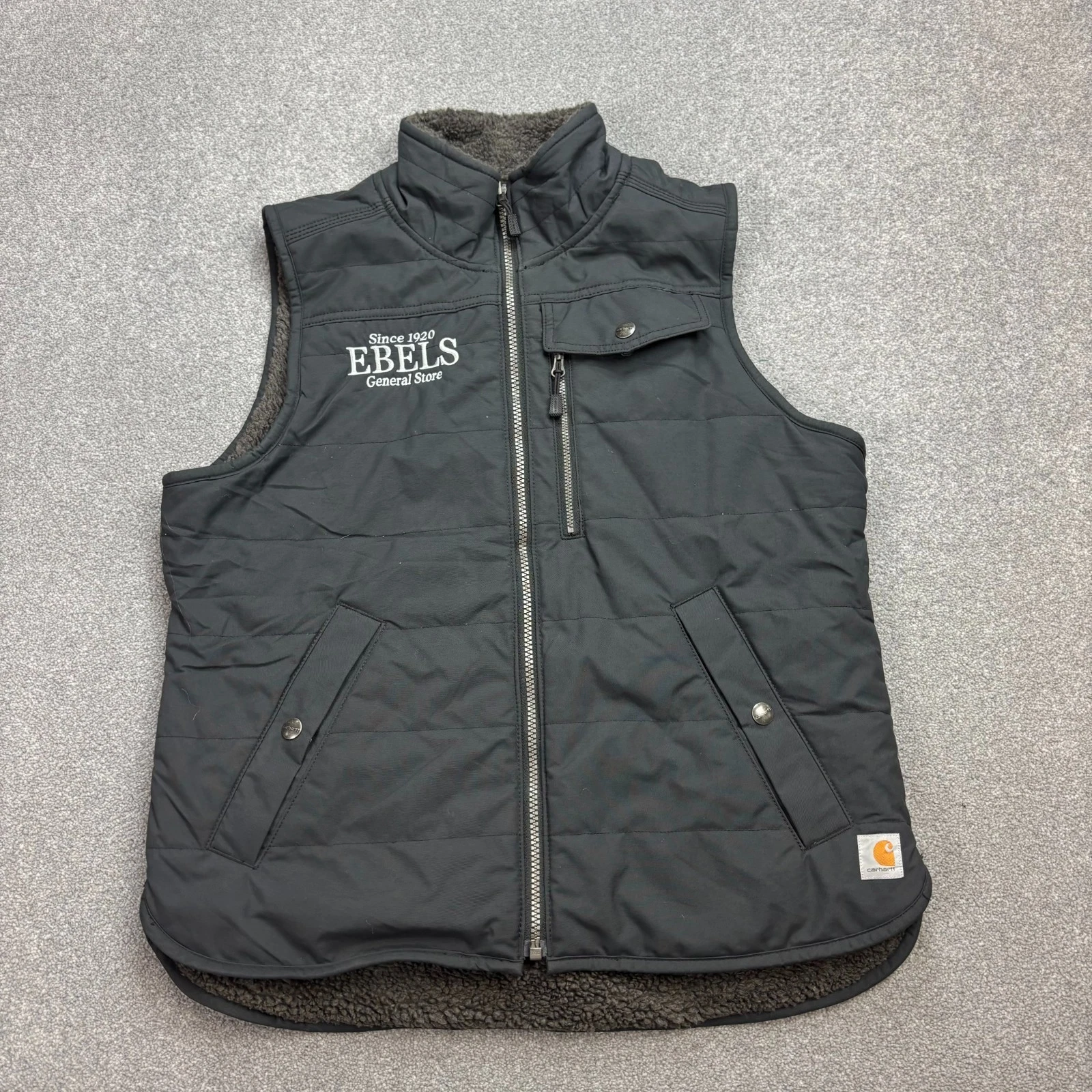 Carhartt Jacket Adult Small Grey Fleece Lined Nylon Padded Vest Gilet Men
