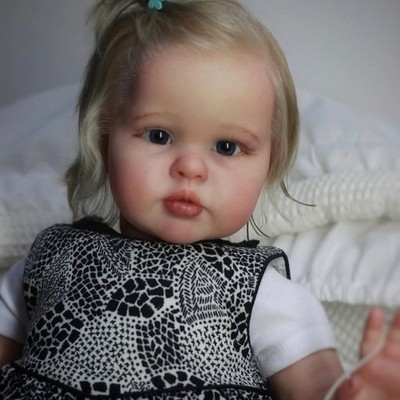 Reborn Baby Doll 22in Lifelike White Skin Cute Adorable Doll Handmade Hair Gift
