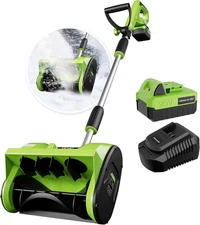 12.2-Inch Cordless Snow Blower, Battery Powered Snow Shovel with Directional Pla