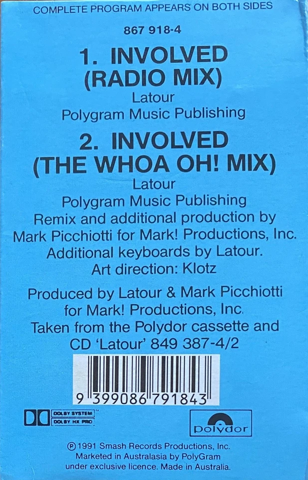 LaTour Involved Australian Cassette Cassingle  - Image 2 of 4