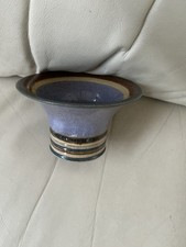DENBY POTTERY-STONEWEAR- CASCADE -WIDE RIM VASE-BLUE/BROWN-5 in.WIDE-STORAGE=NEW
