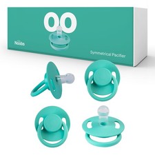 Symmetrical Pacifier by LoveNoobs, 4 Pack, Pacifiers 0-6 Months, Baby 4, Blue