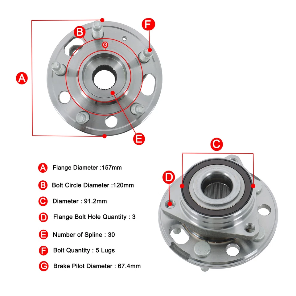 Front or Rear Wheel Hub Bearing Assembly For Chevrolet Equinox  2010-2017 5 Stud — 第 2/4 张图片