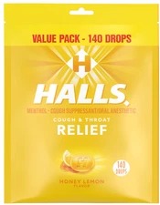 HALLS Relief Honey Lemon Cough Drops, Value Pack, 140 Drops