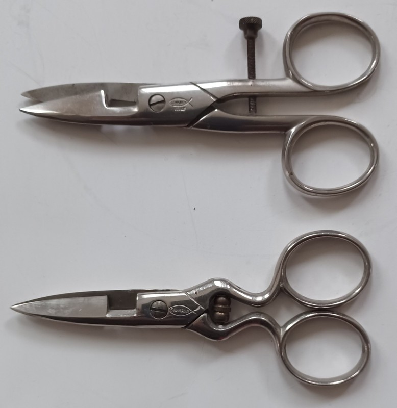 Lot of 2 Vintage BUTTONHOLE FORGED STEEL SCISSORS SAMMANN ITALY ADUSTABLE SEWING