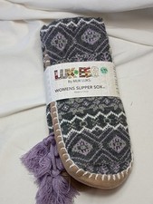 New LUK-EES by MUK LUKS Womens Slipper Socks Purple Size L/XL Shoe Size 8-10
