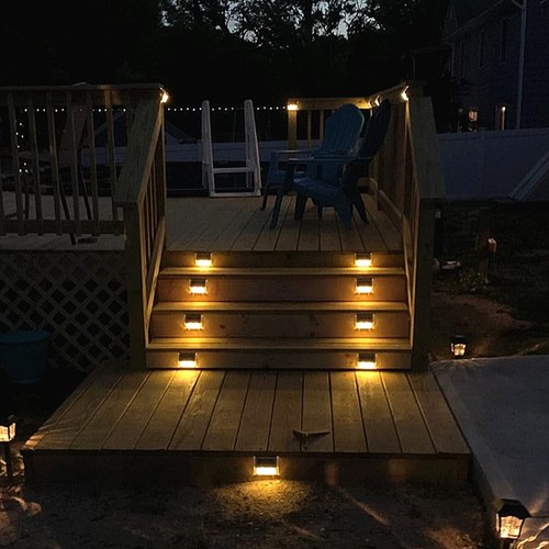 Solar Lights for Steps Deck Solar Stair Light Outdoor Waterproof Stainless St... - Foto 4 di 9