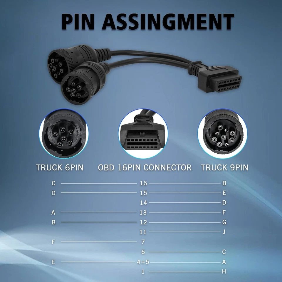 Cable adaptador OBD2 para 6 pines J1708 + 9 pines J1939 para comercial, camión, trabajo pesado Foto 4 de 4