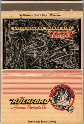 #ad #ad 1950s Rockford Screw Products Co. Rockford Illinois 40 Strike Matchbook MB100 $15.95