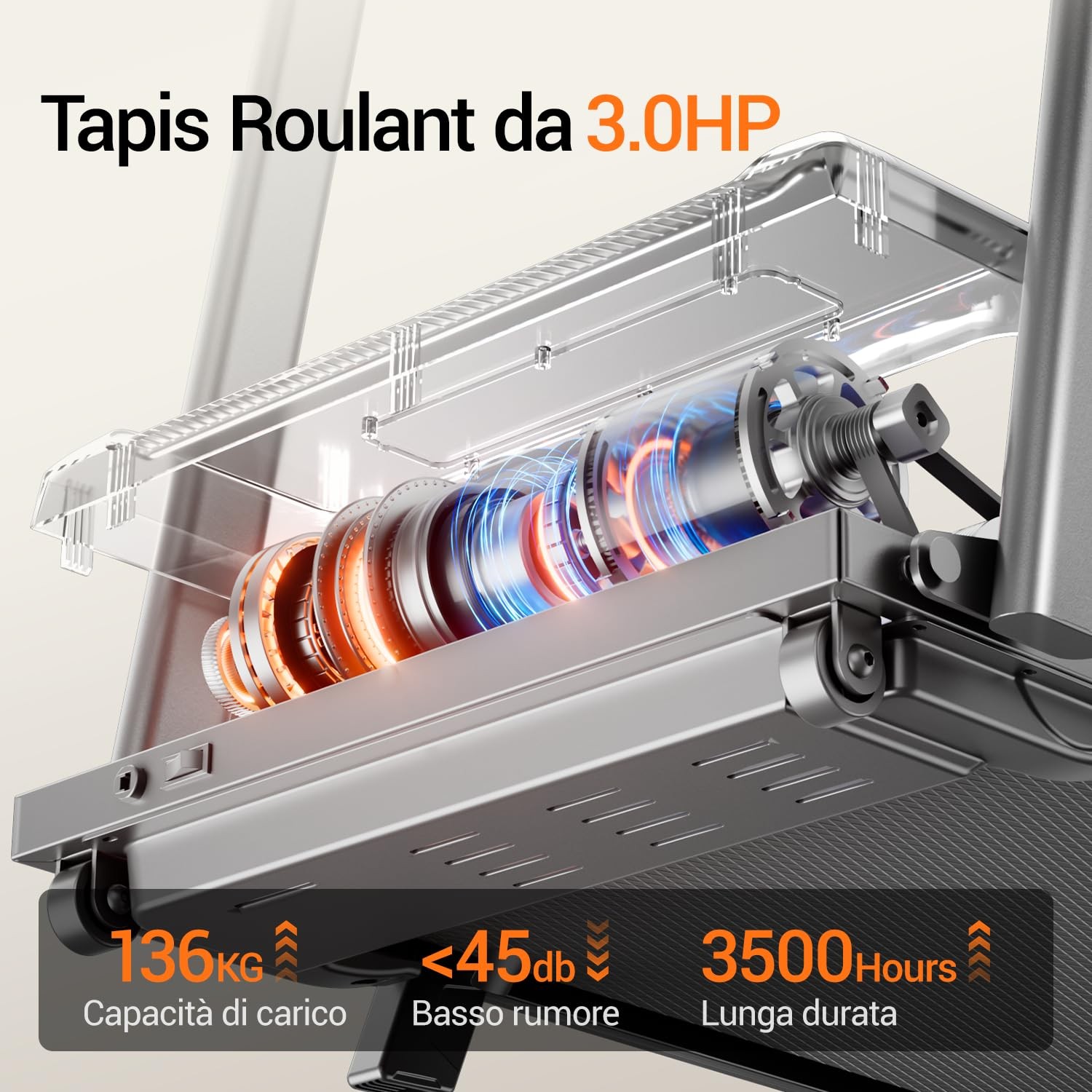 Tapis Roulant Elettrico CURSOR Salvaspazio con Inclinazione foto 5