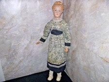 Vintage Victorian Doll Head Shoulders Porcelain Cloth Body Floral Dress Creepy