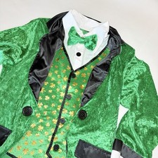 St. Patrick s Day Leprechaun Costume Adult One Size Green Velvet 5pc Set Hat