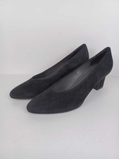Peter Kaiser Womens Mid Block Heel Court Shoes UK 4 Black Suede Courts