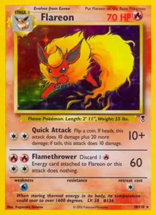 Flareon - 10/110 - Pokemon Legendary Collection Holo Rare Card WOTC LP