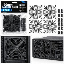 120mm PC Fan Grill Guard 4 Pack Black Metal Finger Protector Cover with Screws