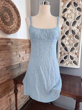 Blue Roxy polkadot, mini dress, babydoll, milkmaid, feminine size XS