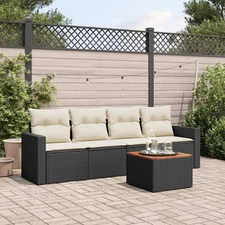 Garden Sofa Set Black PE Rattan Large Modular Garden Sofa Set