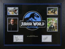 Jeff Goldblum and Chris Pratt, Jurassic World Signed White card Framed Display