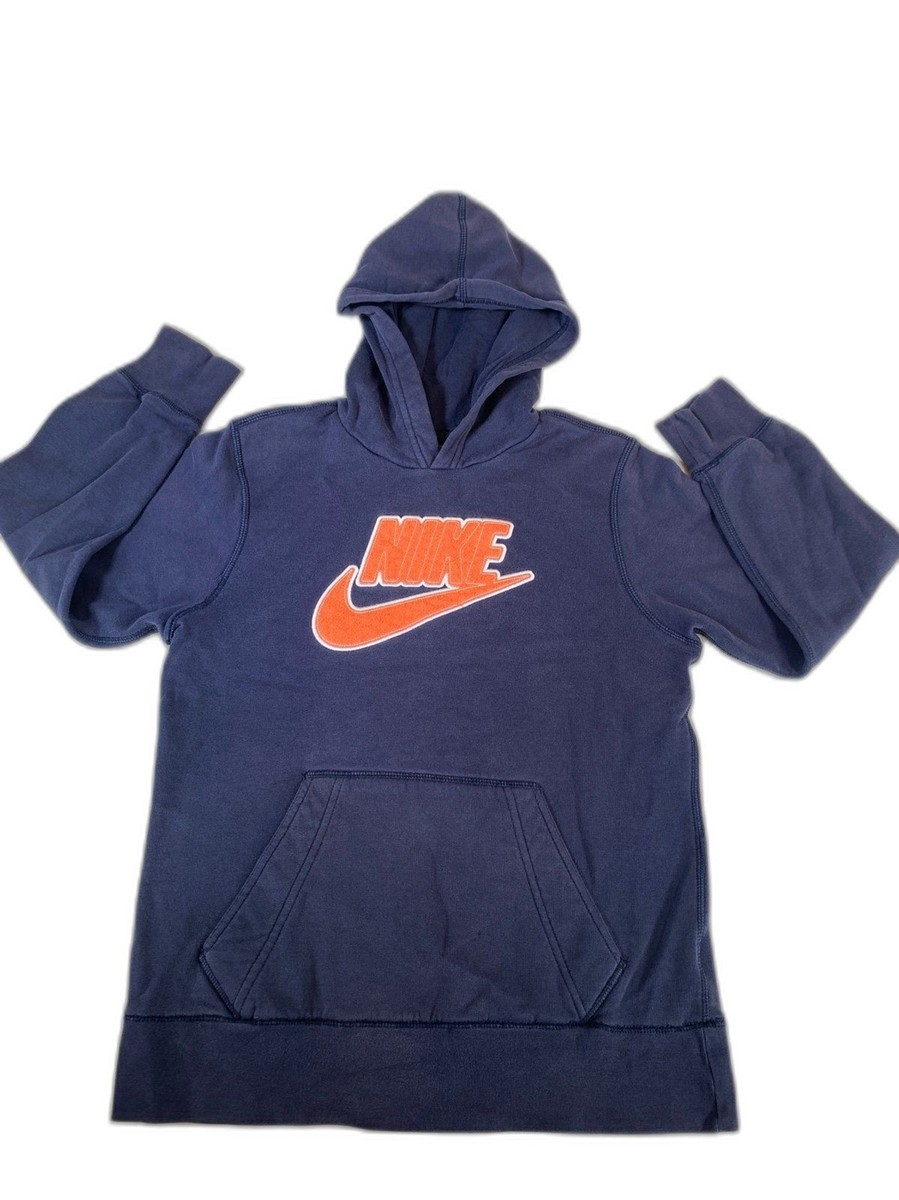 Nike Sportswear Fit Hoodie Sweatshirt Sz Youth medium Blue with Orange Nike