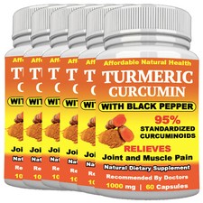 Turmeric With 95 Curcumin Joint and Muscle Pain Relief With Black Pepper 1000mg