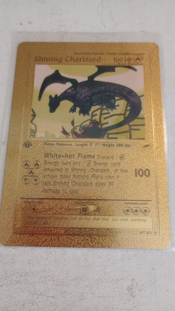 2000 POKEMON SHINING CHARIZARD WHITE-HOT FLAMES GOLD CARD #107/105 2000 POKEMON SHINING CHARIZARD WHITE-HOT FLAMES GOLD CARD #107/105