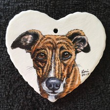 Handpainted Brindle Greyhound Ornament Porcelain