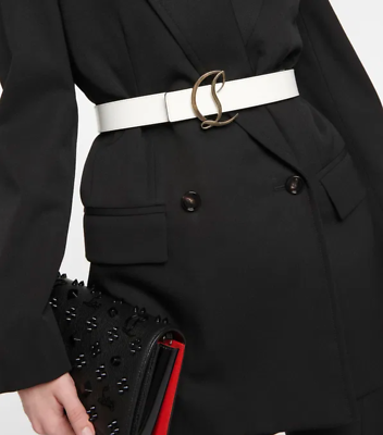 Christian Louboutin Women's Logo White Calf Leather Belt L138615