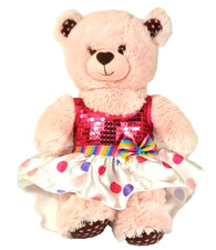 Build A Bear Workshop Pink Heart Bear 17" Plush Stuffed Animal with Dress