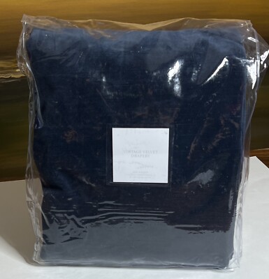 Restoration Hardware Vintage Velvet Drapery Rod Pocket 50''W x 84''L Indigo $300