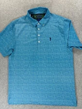 William Murray Geometric Design Short Sleeve Golf Polo Shirt (Men's Medium) Blue