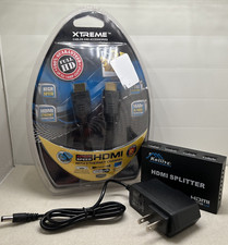 Keliiyo HDMI Splitter 1 in put x 4 Output & HDMI Cable Gold Connectors 12Ft