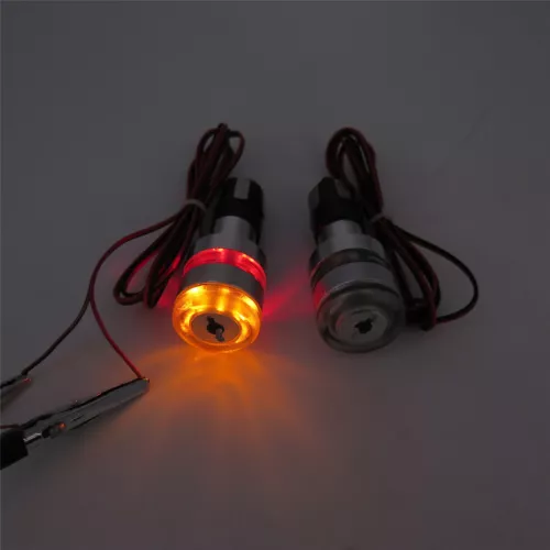 HongK Motorcycle 7/8" Handlebar LED Turn Signal Lights Indicators Grip Bar End