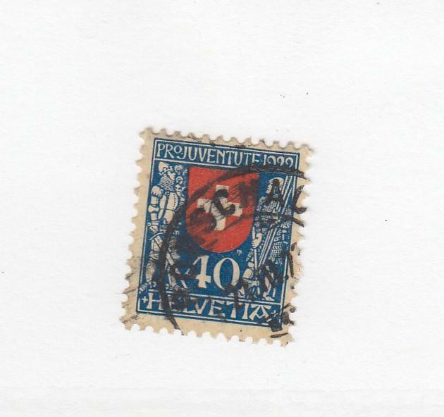 SWITZERLAND (MK6629) # B24 VF-USED 40c 1922 SWITZERLAND CREST