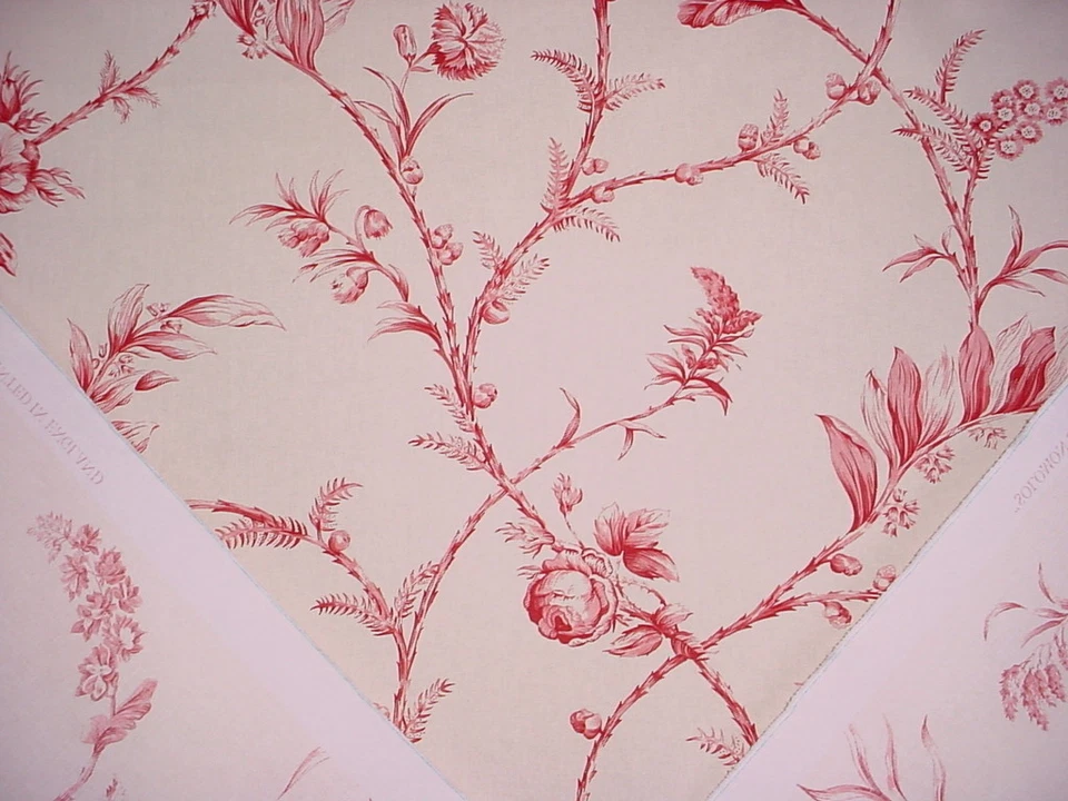 Tela de tapicería floral estampada roja con sello de Salomón 2-1/4 años GP & J Baker A1039 Foto 4 de 4