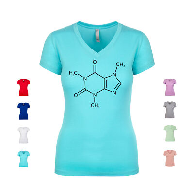 Caffeine Molecule coffee lover latte americano brew Women's V Neck Shirt