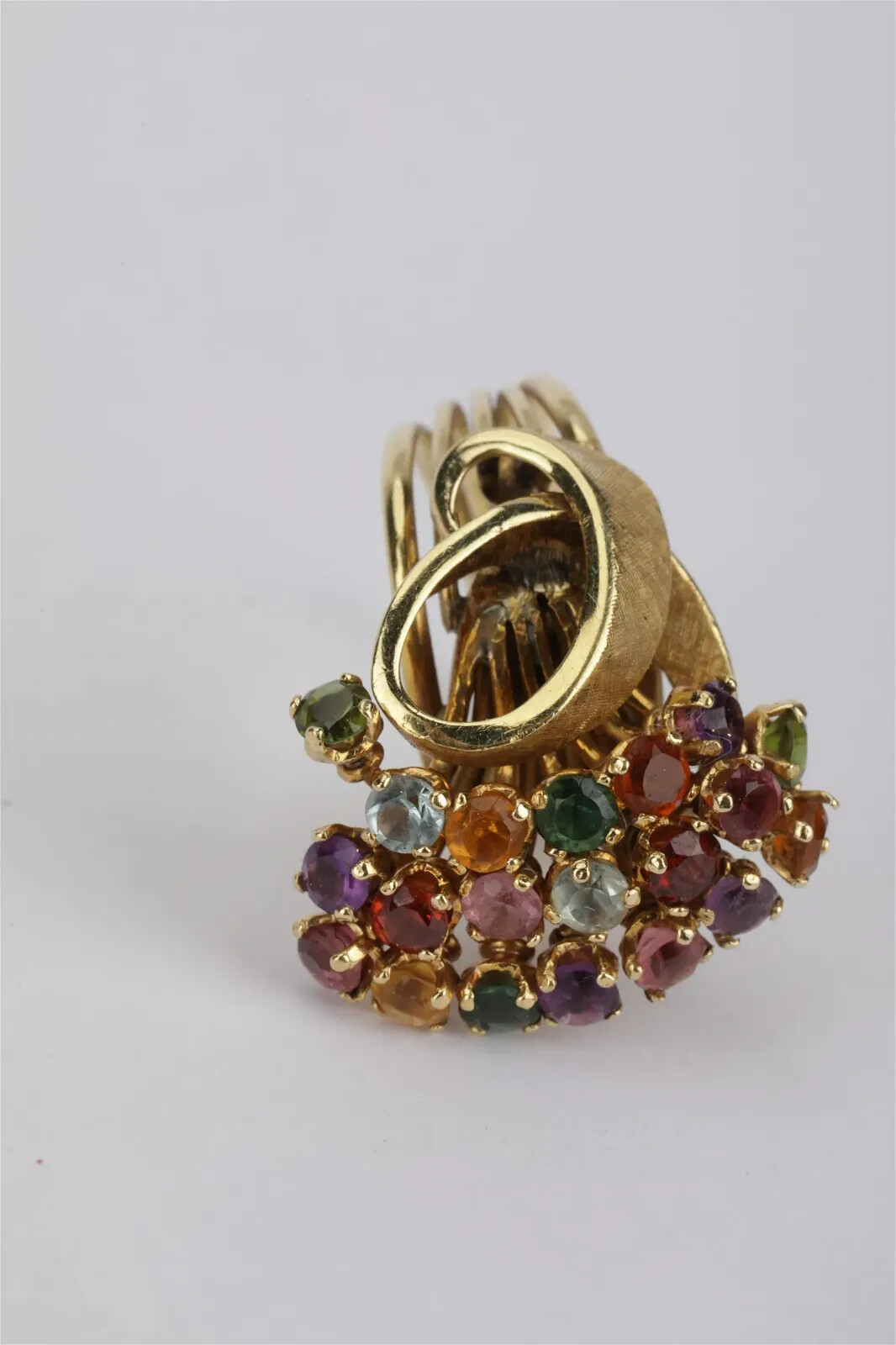 18k Solid Gold Ring With Multi Gemstones   Size 6… - image 9