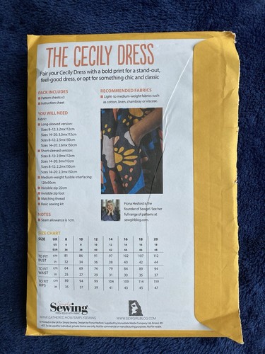 Simply Sewing Dress Pattern ‘The Cecily Dress’ Sizes 8-20 Uncut - Picture 2 of 4
