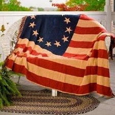 Betsy Ross Afghan Throw Flag 4ft x 6ft Cotton Woven Throw Blanket Super Comfy