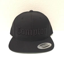Compton Snapback Hat 3D Embroidery Cap Yupoong N.W.A Eazy E Adjustable All Black