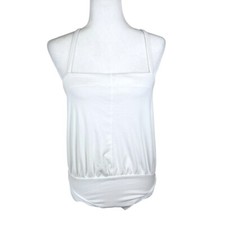 Free People Bodysuit Women Small White Ribbed One Piece Tank Top Intimately FP