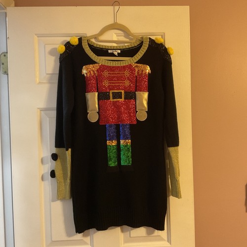 Kela Women’s Small Nutcracker Christmas Tunic Sweater Long Sleeve Black & Gold